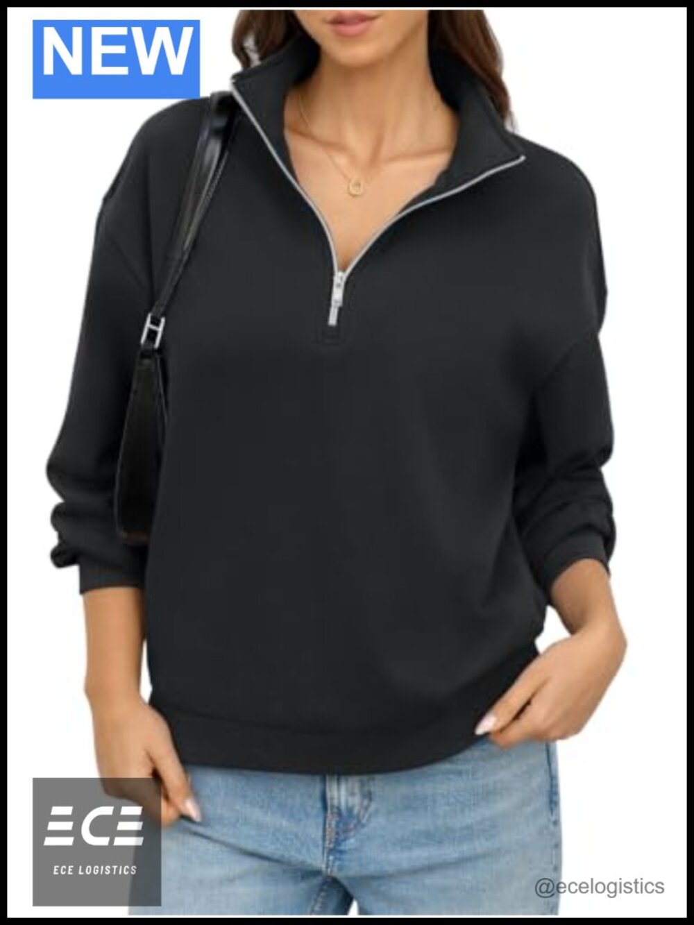 Womens Fleece Quarter Zip Sweatshirt Mock Neck Pullover Pockets